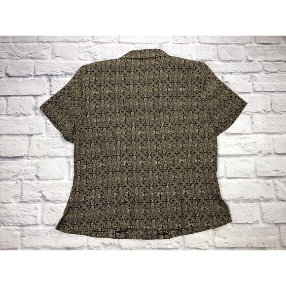Danny & Nicole VINTAGE Womens Size 12 Short Sleeve Button Front Blouse Black Tan - Picture 3 of 5